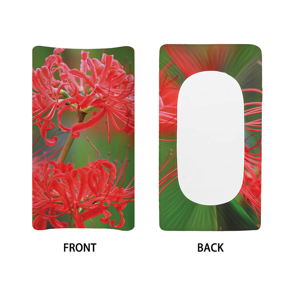 Red Japanese Amaryllis Print Changing Pad Cover