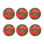 Red Japanese Amaryllis Print Coaster Set