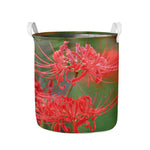 Red Japanese Amaryllis Print Collapsible Laundry Basket