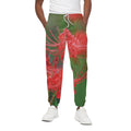 Red Japanese Amaryllis Print Cotton Sweatpants
