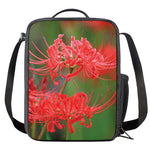 Red Japanese Amaryllis Print Crossbody Lunch Bag