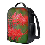 Red Japanese Amaryllis Print Crossbody Lunch Bag