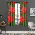 Red Japanese Amaryllis Print Grommet Curtain Panels