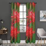Red Japanese Amaryllis Print Curtain