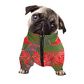 Red Japanese Amaryllis Print Dog Zip Up Jacket