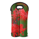 Red Japanese Amaryllis Print Double Neoprene Wine Tote