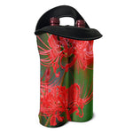 Red Japanese Amaryllis Print Double Neoprene Wine Tote