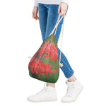 Red Japanese Amaryllis Print Drawstring Bag