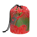 Red Japanese Amaryllis Print Drawstring Makeup Bag