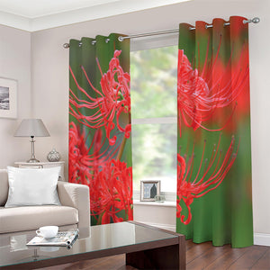 Red Japanese Amaryllis Print Extra Wide Grommet Curtains