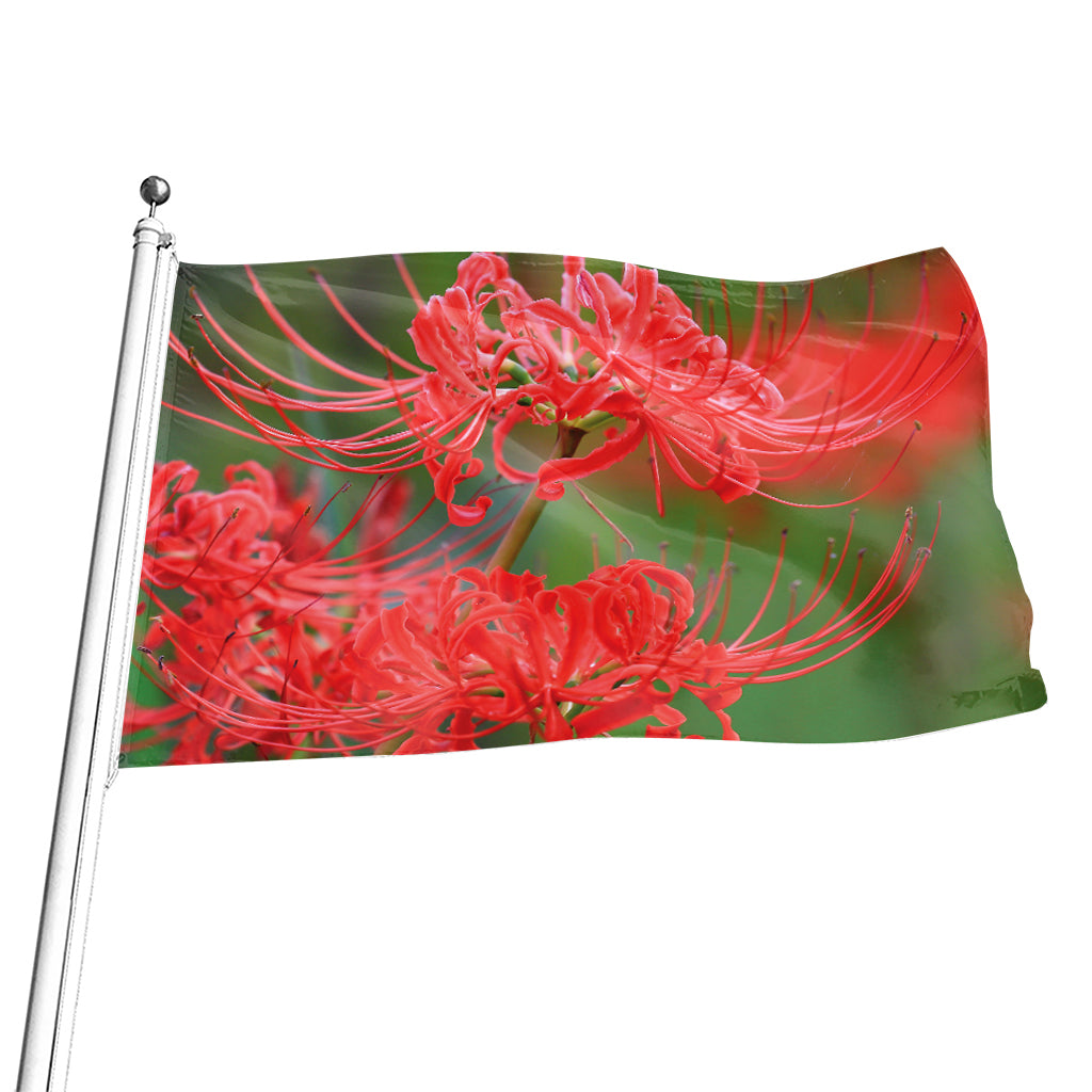 Red Japanese Amaryllis Print Flag