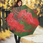 Red Japanese Amaryllis Print Foldable Umbrella