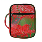 Red Japanese Amaryllis Print Front Pocket Bible Bag