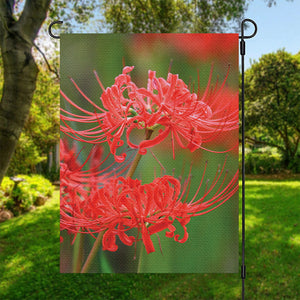 Red Japanese Amaryllis Print Garden Flag