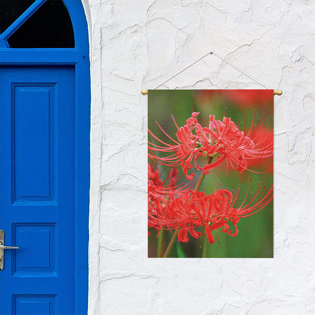 Red Japanese Amaryllis Print Garden Flag