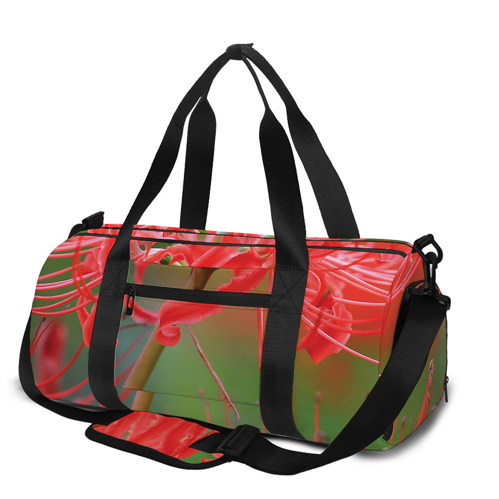 Red Japanese Amaryllis Print Gym Bag