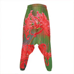 Red Japanese Amaryllis Print Hammer Pants