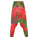 Red Japanese Amaryllis Print Hammer Pants