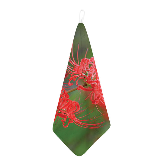 Red Japanese Amaryllis Print Hand Towel