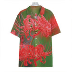 Red Japanese Amaryllis Print Hawaiian Shirt