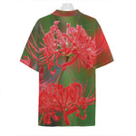 Red Japanese Amaryllis Print Hawaiian Shirt