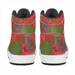 Red Japanese Amaryllis Print High Top Leather Sneakers