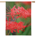 Red Japanese Amaryllis Print House Flag
