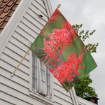 Red Japanese Amaryllis Print House Flag