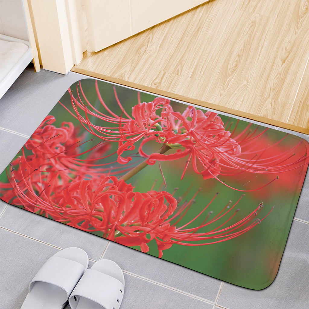 Red Japanese Amaryllis Print Indoor Door Mat