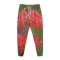 Red Japanese Amaryllis Print Jogger Pants