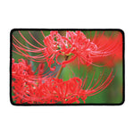 Red Japanese Amaryllis Print Kitchen Mat