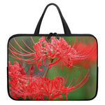 Red Japanese Amaryllis Print Laptop Sleeve With Handle