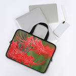 Red Japanese Amaryllis Print Laptop Sleeve With Handle