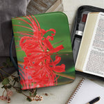 Red Japanese Amaryllis Print Leather Bible Cover
