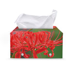 Red Japanese Amaryllis Print Leather Tissue Box Cover