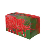 Red Japanese Amaryllis Print Leather Tissue Box Cover