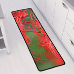 Red Japanese Amaryllis Print Long Kitchen Mat