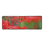 Red Japanese Amaryllis Print Long Kitchen Mat