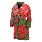 Red Japanese Amaryllis Print Men's Bathrobe