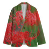 Red Japanese Amaryllis Print Men's Blazer