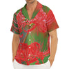 Red Japanese Amaryllis Print Men's Deep V-Neck Shirt