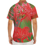 Red Japanese Amaryllis Print Men's Deep V-Neck Shirt