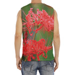 Red Japanese Amaryllis Print Men's Fitness Tank Top