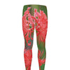 Red Japanese Amaryllis Print Men's leggings