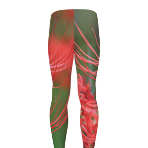 Red Japanese Amaryllis Print Men's leggings