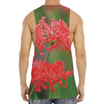 Red Japanese Amaryllis Print Men's Muscle Tank Top