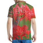 Red Japanese Amaryllis Print Men's Polo Shirt