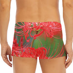 Red Japanese Amaryllis Print Men's Short Boxer Briefs