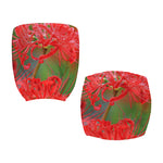 Red Japanese Amaryllis Print Office Chair Cover
