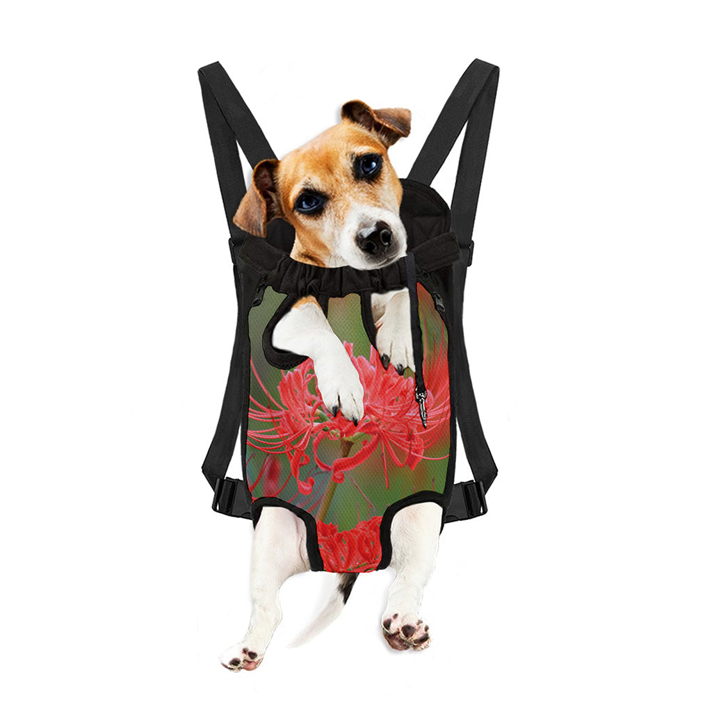 Red Japanese Amaryllis Print Pet Carrier Backpack